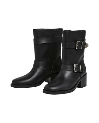 Black leather boots packshot